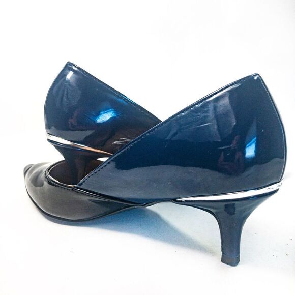 Calvin Klein Nala Two-Tone Blue/Black Patent Kitten Heels Sz 6 - Picture 9 of 9